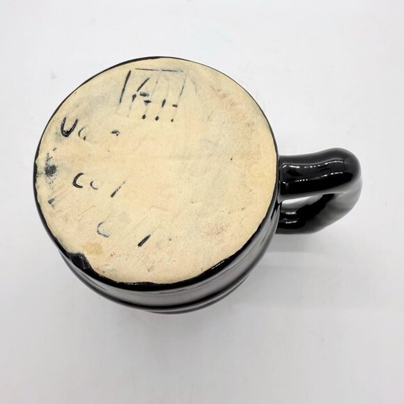 Vintage Van Briggle Pottery Cobalt Blue Drip Black Glaze Barrel Mug Coffee Cup - Picture 5 of 14